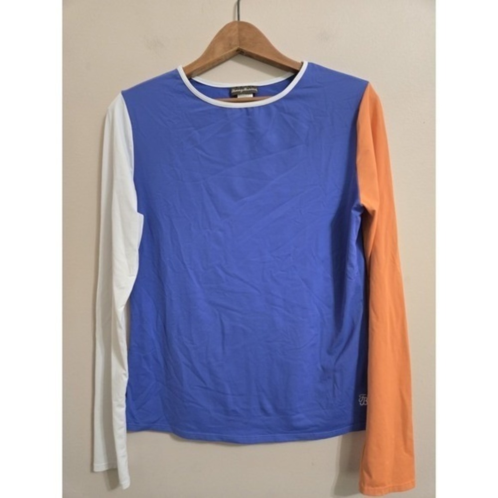 Tommy Bahama Rash Guard Women's XL Purple Orange Colorblock Long Sleeve Swim